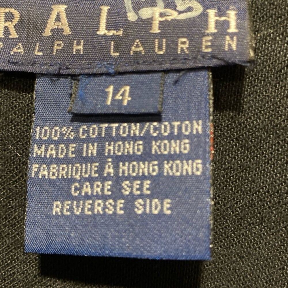 Ralph Lauren Solid Black Button Down Size 14 Small - image 3